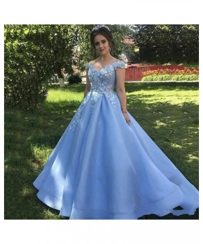 Off-The-Shoulder Prom Dress Mesh Tulle Sleeveless Long Applique Evening Gown 2023 Turquoise $56.32 Dresses