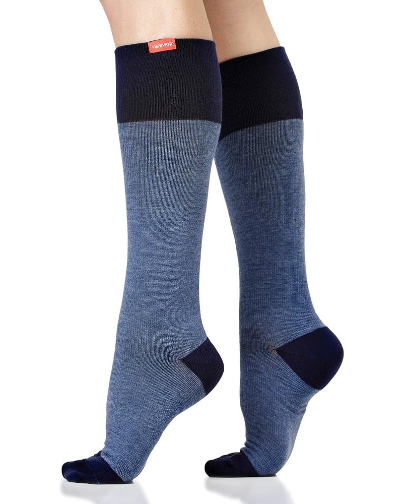 VIM & VIGR Cotton 15-20 mmHg Graduated Compression Socks for Women & Men (Black Solid, Small/Medium (1)) Heathered Navy 2 $23...