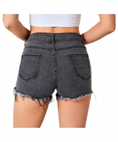 Women Jean Short Ripped Hot Shorts Comfy Stretchy Women Fringed Denim Shorts Gray $19.66 Shorts