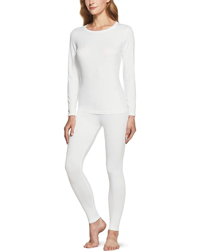 Women's Winter Thermal Underwear Long Johns Set, Top & Bottom for Cold Weather, Warm Base Layer Comfort Fit Set White $10.42 ...