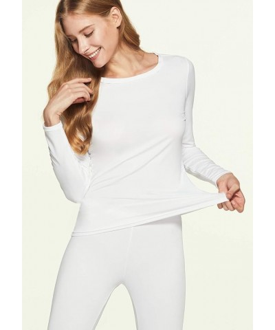 Women's Winter Thermal Underwear Long Johns Set, Top & Bottom for Cold Weather, Warm Base Layer Comfort Fit Set White $10.42 ...