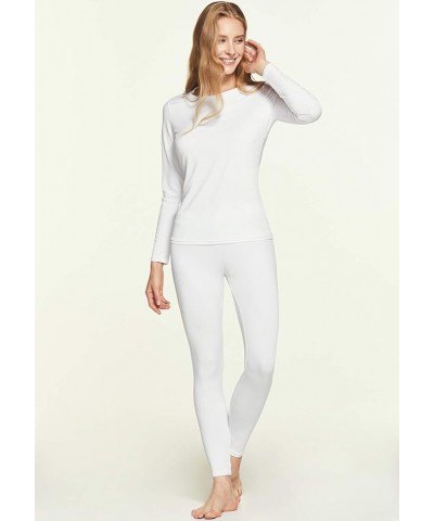 Women's Winter Thermal Underwear Long Johns Set, Top & Bottom for Cold Weather, Warm Base Layer Comfort Fit Set White $10.42 ...