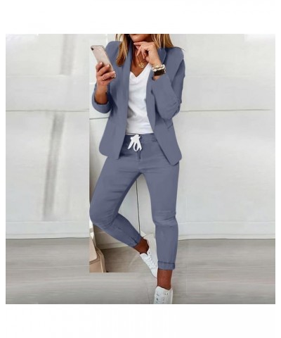 2 Piece Outfits for Women Dressy Lapel Neck Blazer Coat & Drawstring Pant Sets Work Outfits Office Casual Suit Set Blazer Set...