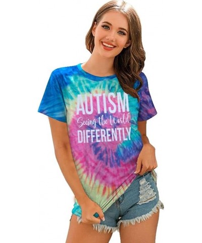 Autism Awareness Shirt Women Autism Seeing The World Differently T-Shirt Casual Bleached Inspirational Tee Tops Multicoloured...