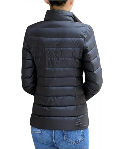 Winter Coats for Women Solid Packable Puffer Down Jackets Warm Parkas Stand Collar Long Sleeve Outwear with Pockets Black $8....