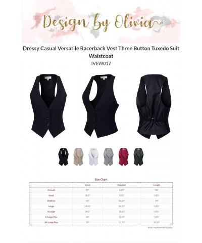 Women's Dressy Casual Versatile Racerback Vest Three Button Tuxedo Suit Waistcoat Burgundy $16.93 Vests