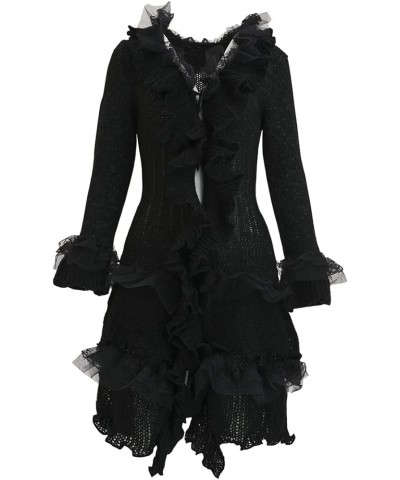 Womens Vintage V Neck Ruffled Asymmetric Cardigan Sweater Outwear Coat Black $22.08 Sweaters