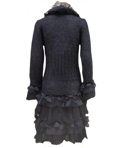 Womens Vintage V Neck Ruffled Asymmetric Cardigan Sweater Outwear Coat Black $22.08 Sweaters