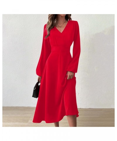 Women's Long Formal Dress Elegant Spring and Summer Casual Fashion V-Neck Sleeve Floral Print Dress, S-2XL Ys013-red $11.41 D...