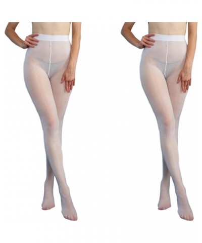 Women's Control Top Thickness Stockings Pantyhose, Ultra Shimmery Stretch Plus Footed Tights 2pcs 8d S/M White $10.74 Socks