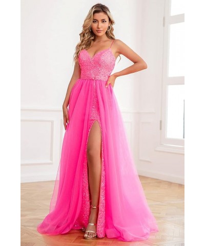 Sexy Mermaid Sequin Prom Dresses with Slit V Neck Formal Dresses Spaghetti Party Gowns with Detachable Train WZY69 Gold $37.4...