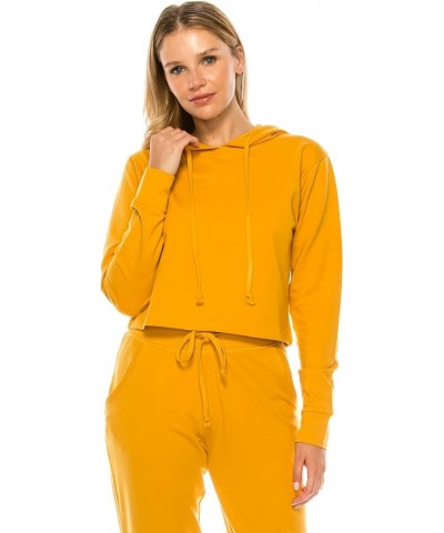 Women's Sport Cropped Top Light Hoodie Mustard $10.55 Activewear