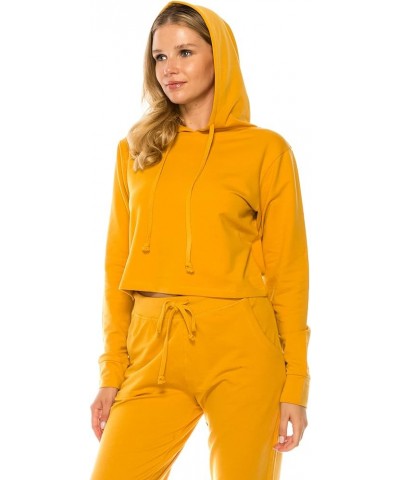 Women's Sport Cropped Top Light Hoodie Mustard $10.55 Activewear