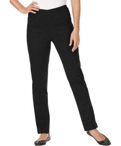 Women's Plus Size Petite Straight Leg Fineline Jean Black $17.94 Jeans