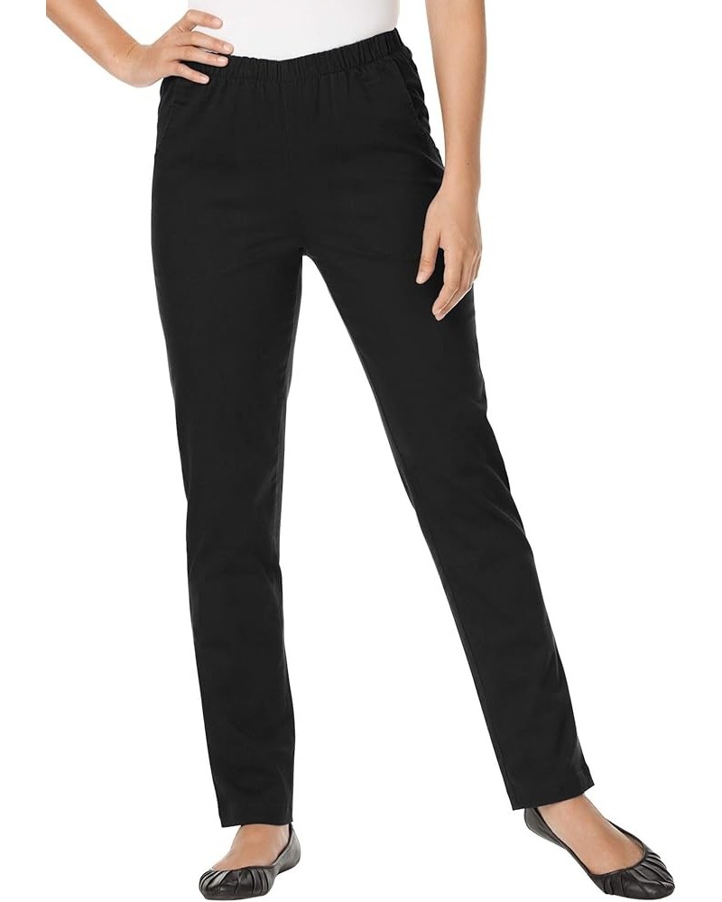 Women's Plus Size Petite Straight Leg Fineline Jean Black $17.94 Jeans