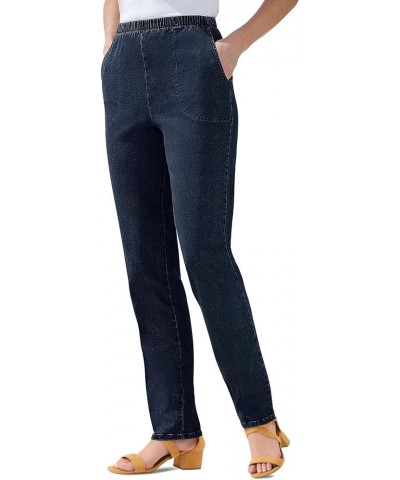 Women's Plus Size Petite Straight Leg Fineline Jean Black $17.94 Jeans