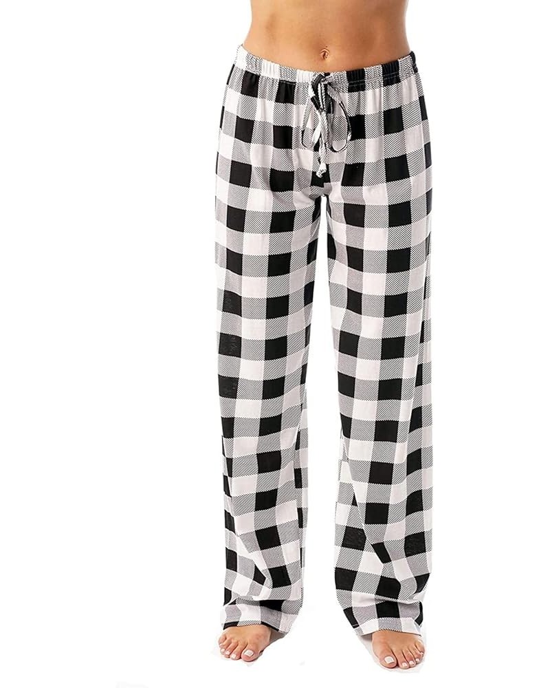 Pajama Pants Cotton Pajamas for Women Oversized Wide Leg Hip Relaxed Fit Tartan Cozy Drawstring Slacks 01-black $8.24 Sleep &...