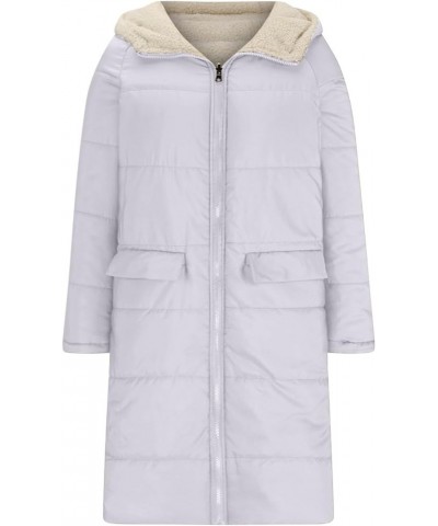 Womens Sherpa Puffer Jackets Zip Up Long Parka Quilted Lightweight Down Coat Fleece Lined Outdoor Anorak Hood White $25.81 Ja...