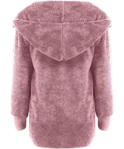 Women 2023 Fall Winter Fleece Jackets Oversized Long Sleeve Open Front Hooded Sherpa Cardigan Warm Fuzzy Coat Outwear G15-pin...