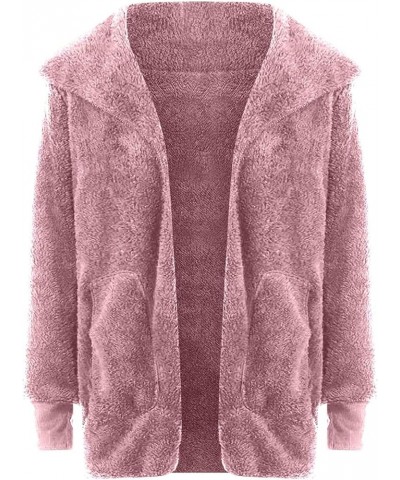 Women 2023 Fall Winter Fleece Jackets Oversized Long Sleeve Open Front Hooded Sherpa Cardigan Warm Fuzzy Coat Outwear G15-pin...