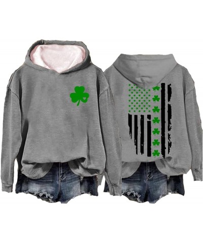 Women's St. Patrick's Day American Flag Print Sweatshirt Shamrock Graphic Casual Tops Clover Long Sleeve Pullover A6-grey $9....