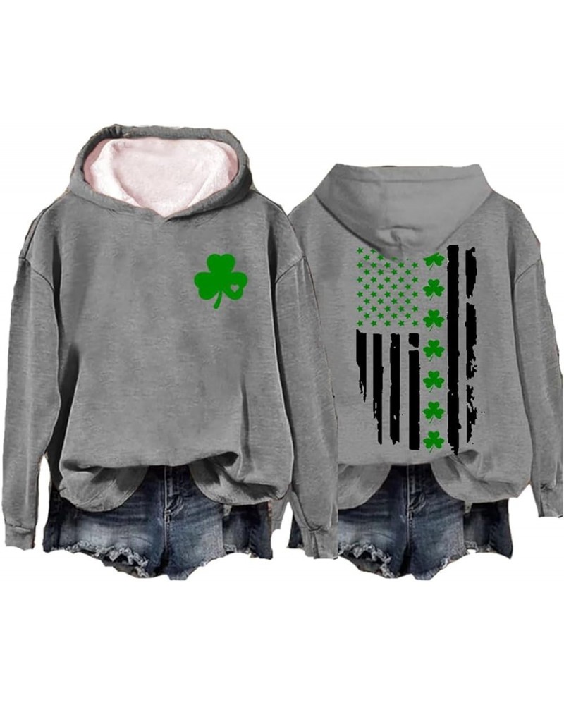 Women's St. Patrick's Day American Flag Print Sweatshirt Shamrock Graphic Casual Tops Clover Long Sleeve Pullover A6-grey $9....