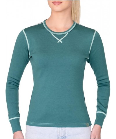 Womens Base Layer 100% Merino Wool Heavyweight 400g Thermal Shirt for Women Teal $41.80 Activewear