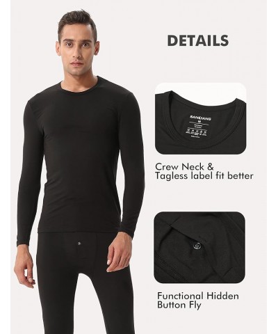 Men's Fleece Lined Long Thermal Underwear Set Two-Pieces Midweight Warm Baselyer for Men Men Black-men $11.99 Activewear