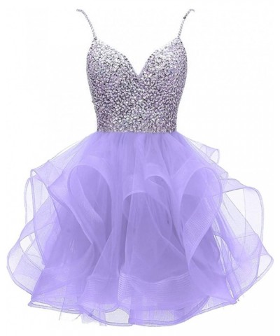 Women's Organza Dress Short Crystal Prom Party Gowns Style2-lavender $35.70 Dresses