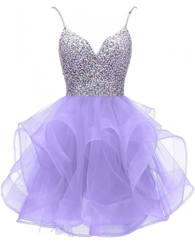 Women's Organza Dress Short Crystal Prom Party Gowns Style2-lavender $35.70 Dresses