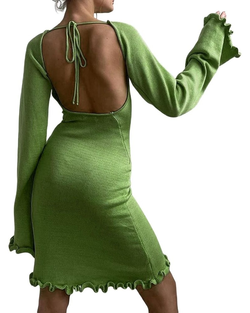 Women Crochet Knit Short Dress Hollow Out Backless Summer Beach Cover Up Dress Bikini Swimsuit Swimwear 09-green $13.43 Swims...