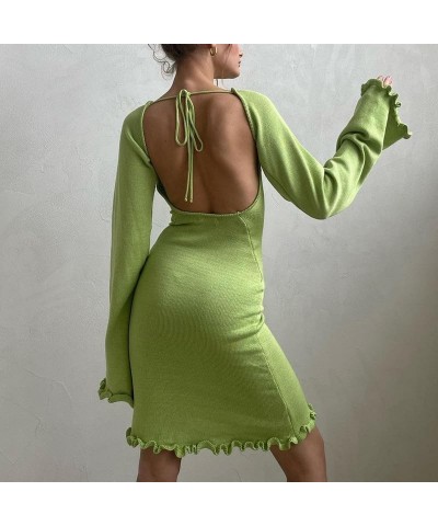 Women Crochet Knit Short Dress Hollow Out Backless Summer Beach Cover Up Dress Bikini Swimsuit Swimwear 09-green $13.43 Swims...