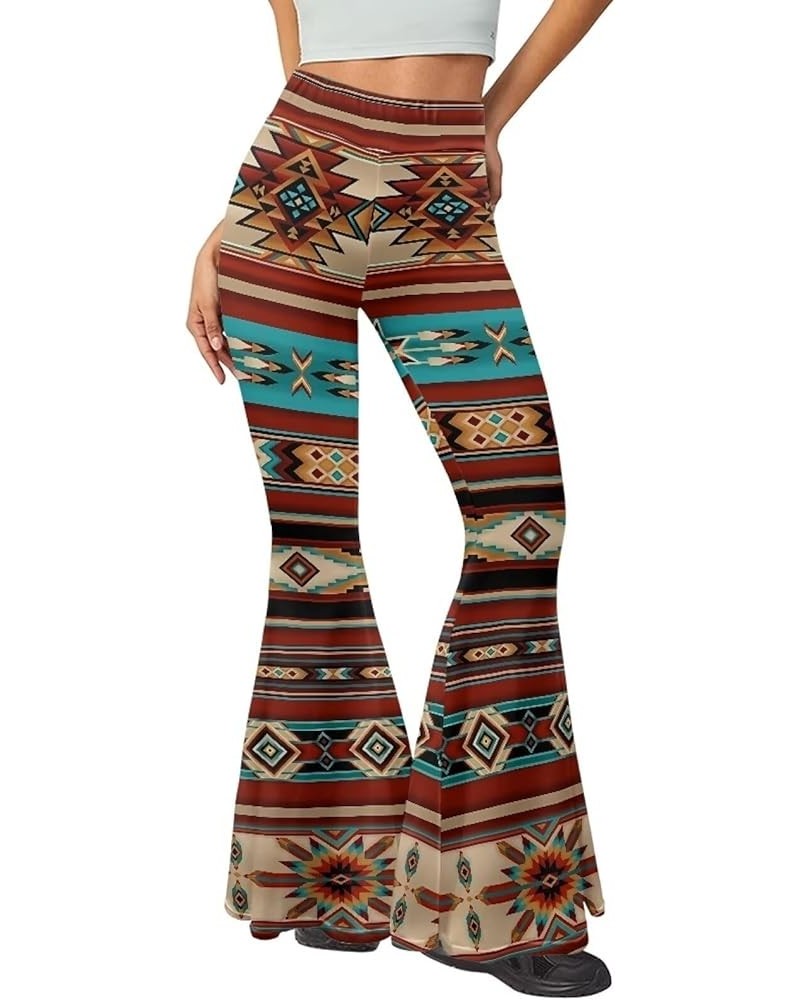 Women's Flare Yoga Pants V Crossover High Waist Bootcut Yoga Leggings Stretchy Flare Casual Gym Leggings Brown Aztec Tribal $...