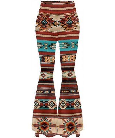 Women's Flare Yoga Pants V Crossover High Waist Bootcut Yoga Leggings Stretchy Flare Casual Gym Leggings Brown Aztec Tribal $...