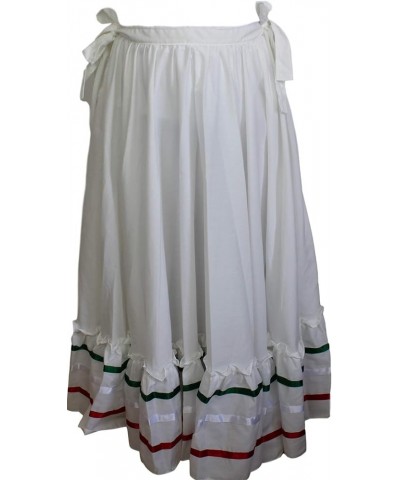 Folkloric Mexican, Flamenco, Bomba y Plena and Belly Dance Skirts for Women and Girls (Choose Size and Color) White Tricolor ...