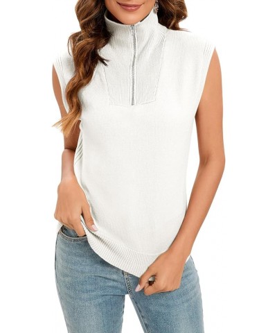 Womens Mock Neck Twist Front Knit Sweater Vest Sleeveless Ribbed Slim Fit Solid Soft Sexy Trendy Pullover Tank Tops B-white $...