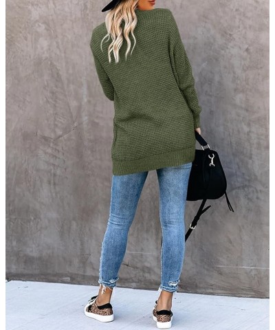 Womens Loose Open Front Cardigan Long Sleeve Casual Lightweight Soft Knit Sweaters Coat with Pockets Army Green $23.93 Sweaters