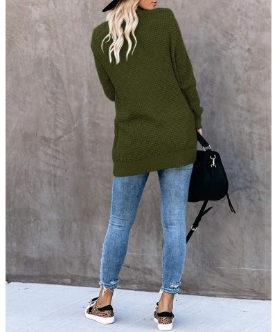 Womens Loose Open Front Cardigan Long Sleeve Casual Lightweight Soft Knit Sweaters Coat with Pockets Army Green $23.93 Sweaters