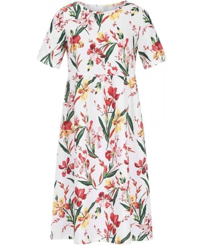 Womens Summer Dresses 2024 Casual Plus Size Dress Trendy Floral Boho Dress Flowy Spring Dress Shirt Dress with Pocket 001-red...