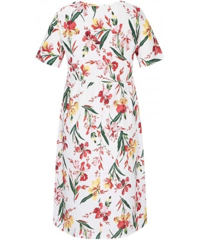 Womens Summer Dresses 2024 Casual Plus Size Dress Trendy Floral Boho Dress Flowy Spring Dress Shirt Dress with Pocket 001-red...