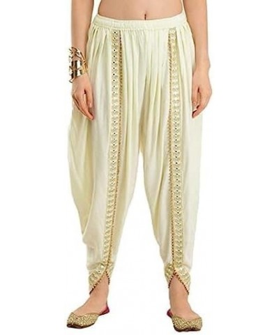 DAMIRA Creation Women/Girls Cotton/Rayon Solid Full Length Lace Loose Fit Plain Dhoti Pant/Salwar/Patiala Cream $15.68 Pants