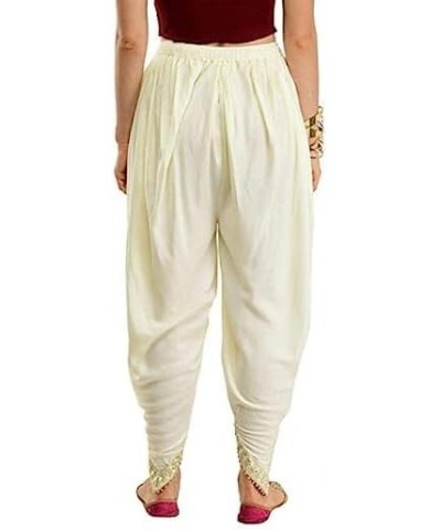 DAMIRA Creation Women/Girls Cotton/Rayon Solid Full Length Lace Loose Fit Plain Dhoti Pant/Salwar/Patiala Cream $15.68 Pants