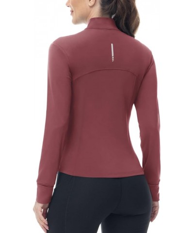 Women's Gym Zip Up Jackets Lightweight Athletic Running Jackets For Women Cropped Sports Tops With Thumb Holes Dark Red $17.9...