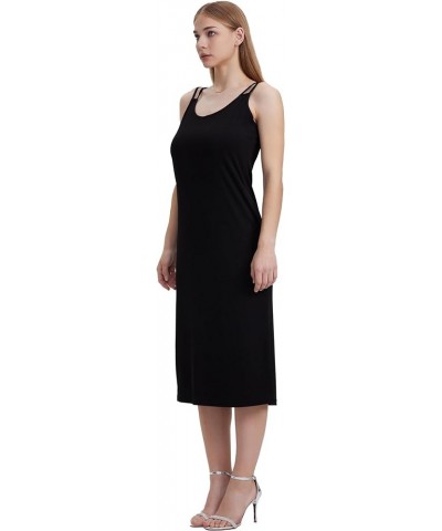 Women Casual Midi Slip Dress Sleeveless Spaghetti Strap Beach Cover Up Black $8.00 Swimsuits