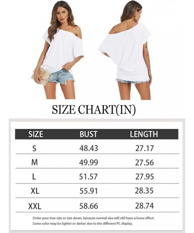 Women's Summer Off Shoulder Short Sleeve Shirts Loose Casual Batwing Sleeve Oversized Tunics Tops 01 Black $11.75 Tops