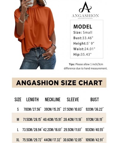 Womens Tops, Short Sleeve Casual Summer Top Solid Color Self Tie Loose Fit Drape Tunic Blouses Shirts Light Orange $13.54 Tops