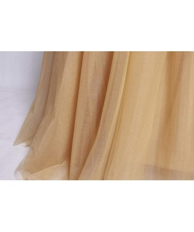 Women Long Maxi Puffy 5 Layers Tulle Skirt Floor Length A Line with Bowknot Belt High Waisted for Wedding Party Evening Dusty...