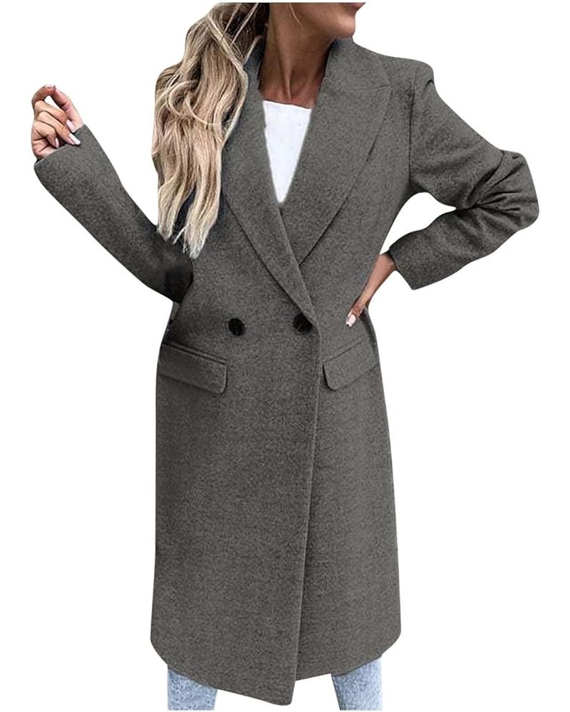 Women's Trench Coat 2023 Fall Winter Trendy Plus Size Overcoat Classic Lapel Open Front Cardigan Wool Outwerar M-4XL Z5-gray ...