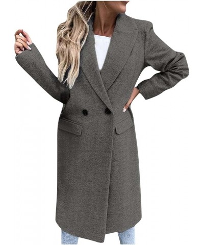 Women's Trench Coat 2023 Fall Winter Trendy Plus Size Overcoat Classic Lapel Open Front Cardigan Wool Outwerar M-4XL Z5-gray ...