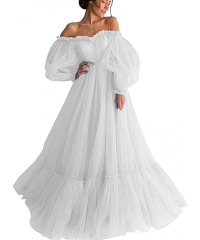 Long Puffy Sleeve Prom Dress Off Shoulder A Line Sweetheart Evening Gowns Party Dresses Ball Gowns for Women Ivory $40.50 Dre...